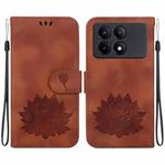 For Xiaomi Poco X6 Pro Lotus Embossed Leather Phone Case(Brown)