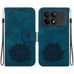 For Xiaomi Poco X6 Pro Lotus Embossed Leather Phone Case(Dark Blue)