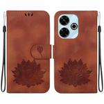 For Xiaomi Poco M6 4G Lotus Embossed Leather Phone Case(Brown)