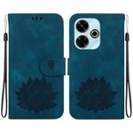 For Xiaomi Poco M6 4G Lotus Embossed Leather Phone Case(Dark Blue)