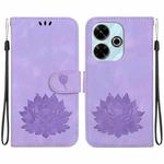 For Xiaomi Poco M6 4G Lotus Embossed Leather Phone Case(Purple)