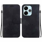 For Xiaomi Poco M6 4G Lotus Embossed Leather Phone Case(Black)