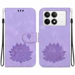 For Xiaomi Poco F6 Pro Lotus Embossed Leather Phone Case(Purple)