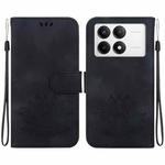 For Xiaomi Poco F6 Pro Lotus Embossed Leather Phone Case(Black)