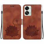 For OnePlus Nord 2T Lotus Embossed Leather Phone Case(Brown)