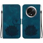 For OPPO A3 Pro 5G Lotus Embossed Leather Phone Case(Dark Blue)