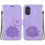 For OPPO A38 / A18 Lotus Embossed Leather Phone Case(Purple)