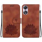 For OPPO A58 4G Lotus Embossed Leather Phone Case(Brown)
