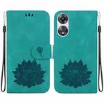 For OPPO A58 4G Lotus Embossed Leather Phone Case(Green)