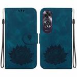 For OPPO A60 4G Lotus Embossed Leather Phone Case(Dark Blue)