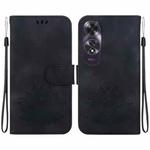 For OPPO A60 4G Lotus Embossed Leather Phone Case(Black)