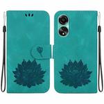 For OPPO A78 4G Lotus Embossed Leather Phone Case(Green)