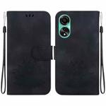 For OPPO A78 4G Lotus Embossed Leather Phone Case(Black)