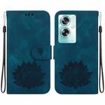 For OPPO A79 5G Global Lotus Embossed Leather Phone Case(Dark Blue)