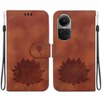 For OPPO Reno10 / Reno10 Pro 5G Global Lotus Embossed Leather Phone Case(Brown)