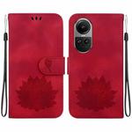 For OPPO Reno10 / Reno10 Pro 5G Global Lotus Embossed Leather Phone Case(Red)