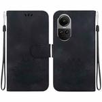 For OPPO Reno10 / Reno10 Pro 5G Global Lotus Embossed Leather Phone Case(Black)