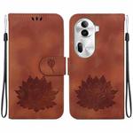 For OPPO Reno11 Pro 5G Global Lotus Embossed Leather Phone Case(Brown)