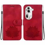 For OPPO Reno11 Pro 5G Global Lotus Embossed Leather Phone Case(Red)