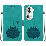 For OPPO Reno11 Pro 5G Global Lotus Embossed Leather Phone Case(Green)