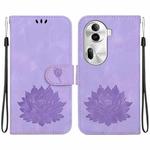 For OPPO Reno11 Pro 5G Global Lotus Embossed Leather Phone Case(Purple)