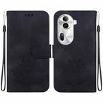 For OPPO Reno11 Pro 5G Global Lotus Embossed Leather Phone Case(Black)