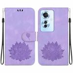 For OPPO Reno11 F / F25 Pro 5G Global Lotus Embossed Leather Phone Case(Purple)