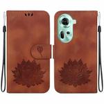 For OPPO Reno11 5G Global Lotus Embossed Leather Phone Case(Brown)