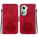 For OPPO Reno11 5G Global Lotus Embossed Leather Phone Case(Red)