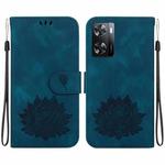 For OPPO A57 5G / A57 4G / A57s / A57e Lotus Embossed Leather Phone Case(Dark Blue)