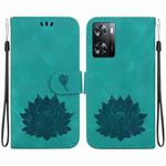 For OPPO A57 5G / A57 4G / A57s / A57e Lotus Embossed Leather Phone Case(Green)