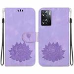 For OPPO A57 5G / A57 4G / A57s / A57e Lotus Embossed Leather Phone Case(Purple)