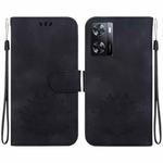 For OPPO A57 5G / A57 4G / A57s / A57e Lotus Embossed Leather Phone Case(Black)