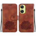 For OPPO K11x Lotus Embossed Leather Phone Case(Brown)