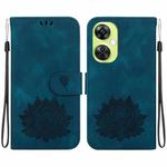 For OPPO K11x Lotus Embossed Leather Phone Case(Dark Blue)