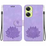 For OPPO K11x Lotus Embossed Leather Phone Case(Purple)