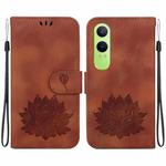 For OPPO K12x Lotus Embossed Leather Phone Case(Brown)