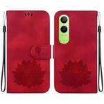 For OPPO K12x Lotus Embossed Leather Phone Case(Red)