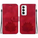 For OPPO Reno12 5G Global Lotus Embossed Leather Phone Case(Red)