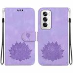 For OPPO Reno12 5G Global Lotus Embossed Leather Phone Case(Purple)