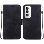 For OPPO Reno12 5G Global Lotus Embossed Leather Phone Case(Black)