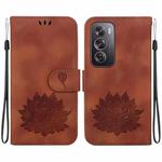 For OPPO Reno12 Pro 5G Global Lotus Embossed Leather Phone Case(Brown)