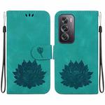 For OPPO Reno12 Pro 5G Global Lotus Embossed Leather Phone Case(Green)