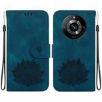 For Realme 11 Pro / 11 Pro+ 5G Lotus Embossed Leather Phone Case(Dark Blue)