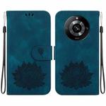 For Realme Narzo 60 Pro Lotus Embossed Leather Phone Case(Dark Blue)