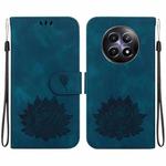 For Realme 12 5G Lotus Embossed Leather Phone Case(Dark Blue)