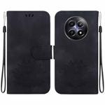 For Realme 12 5G Lotus Embossed Leather Phone Case(Black)
