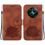 For Realme 12+ Lotus Embossed Leather Phone Case(Brown)