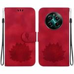 For Realme 12+ Lotus Embossed Leather Phone Case(Red)
