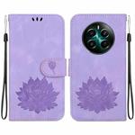 For Realme 12+ Lotus Embossed Leather Phone Case(Purple)